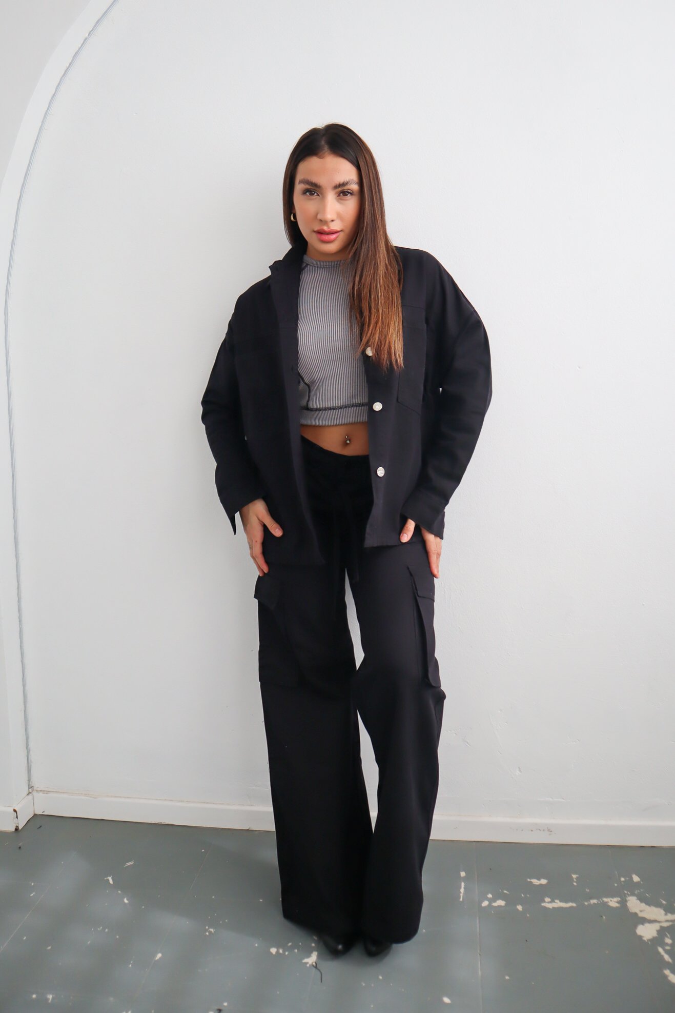CAMISACO GABARDINA NEGRO CLÁSICO