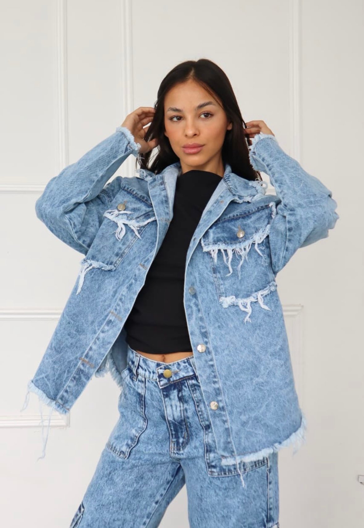 CAMISACO BOLSILLO CON TAPA JEAN NEVADO OSCURO