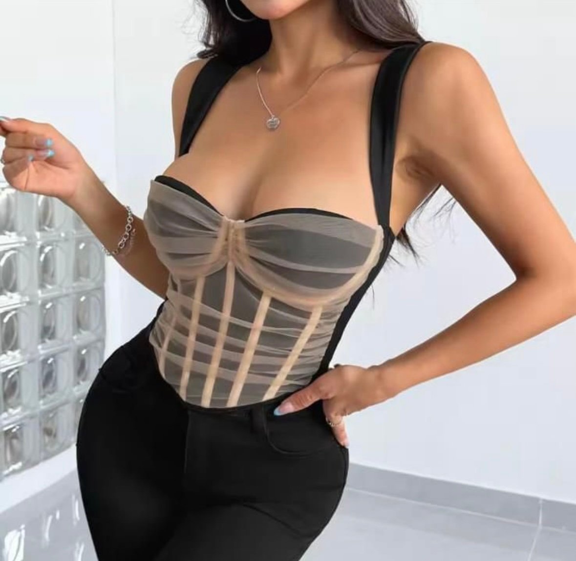 CORSET TUL FRUNCIDO