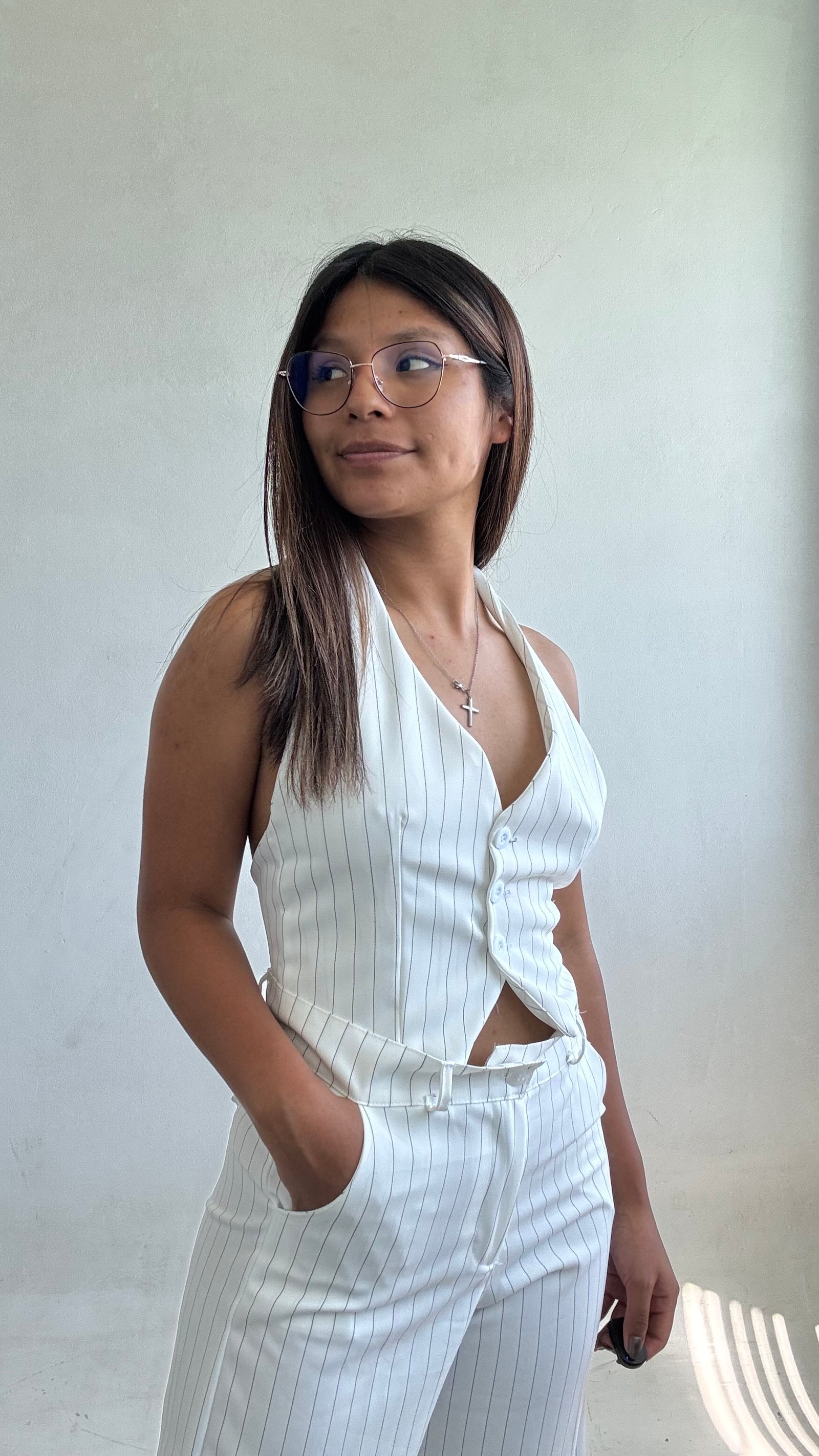 CHALECO CON HEBILLA A RAYAS