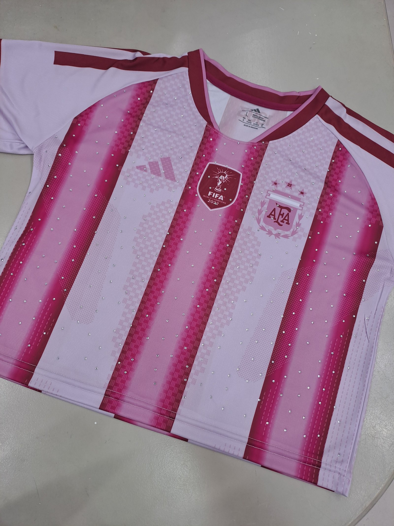 TOP ROSA CAMISETA ARGENTINA CON BRILLOS