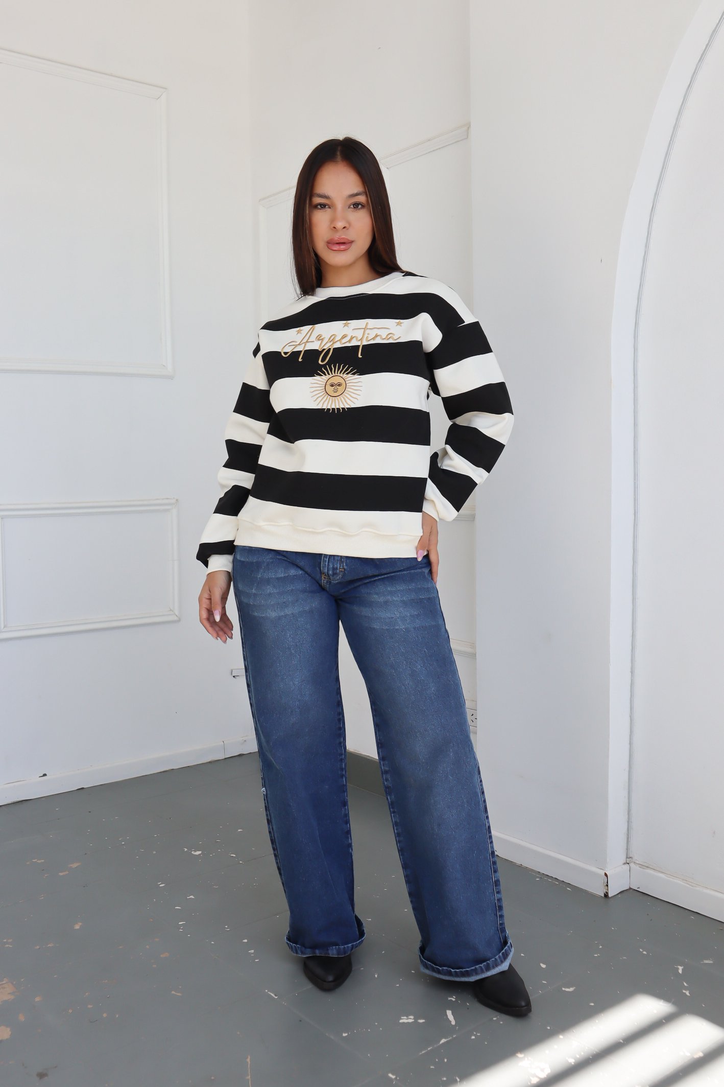 BUZO FRIZA BORDADO "argentina 3 estrellas"