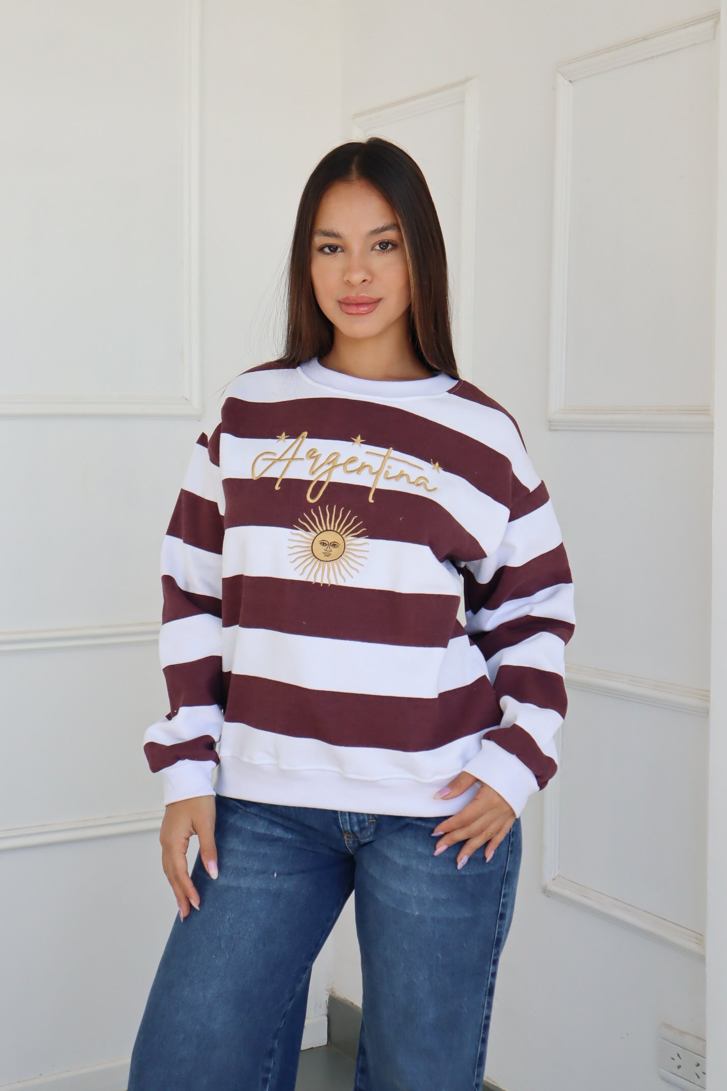 BUZO FRIZA BORDADO "argentina 3 estrellas"