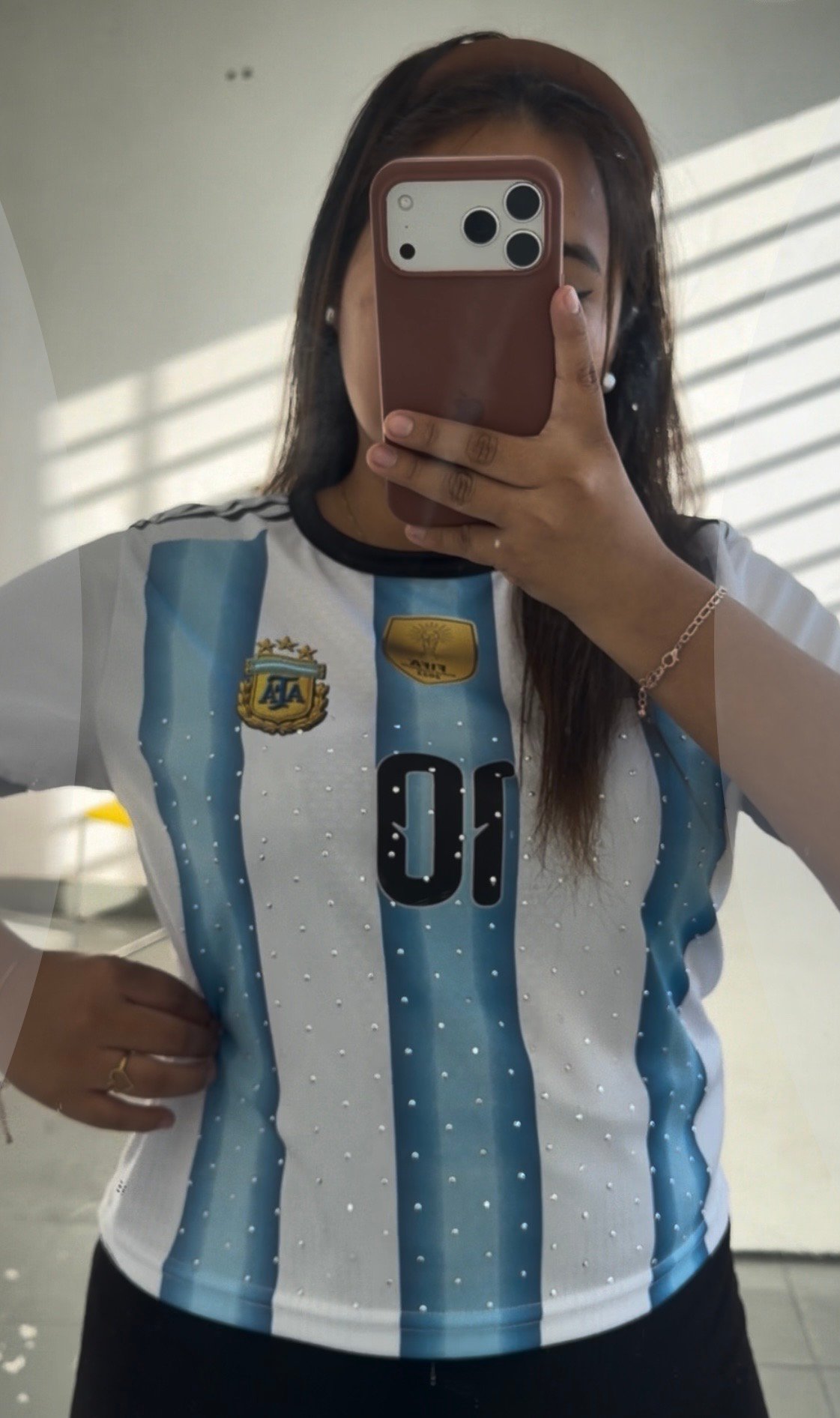 Top argentina brillos celeste nuevo