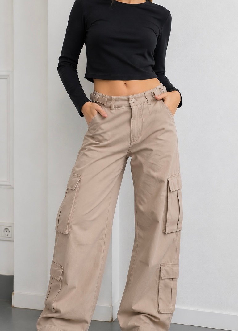 WIDE CARGO BEIGE CON REGULADORES