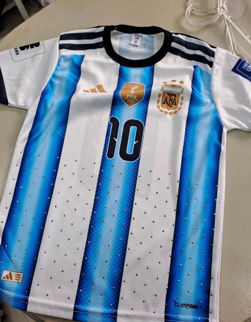 CAMISETA ARGENTINA DE NENA CON BRILLOS